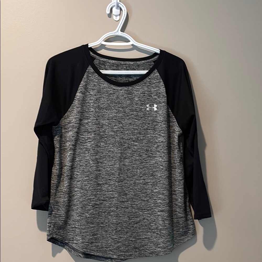 Under Armour Gray and Black Raglan Long Sleeve Tee